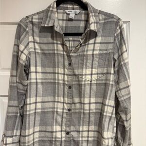 Old Navy Gray and White Plaid Womens Shirt